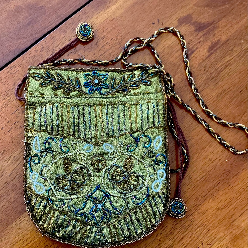 Gorgeous Gold Hand-beaded Russian Fancy Dress Purse 1920’s Flowered